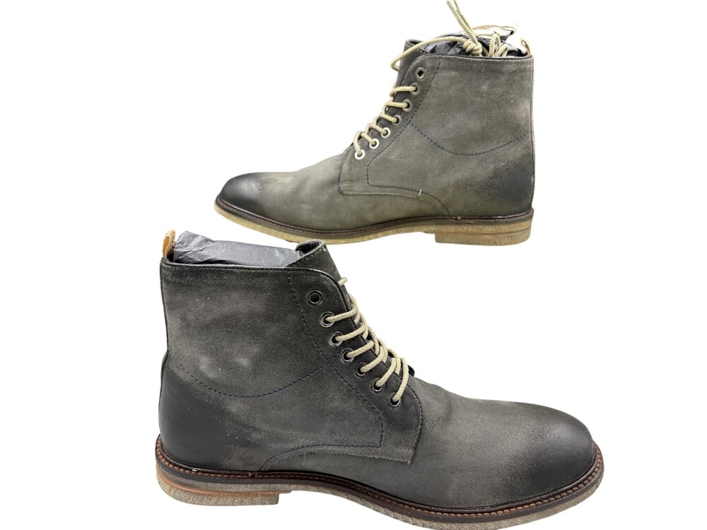 Roan Drell Boots Mens Size 10 Dark Grey Waxy Leather Lace Up Combat F804007